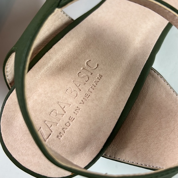 Nwot Zara Basic army green heel sandals 7 - Picture 8 of 8